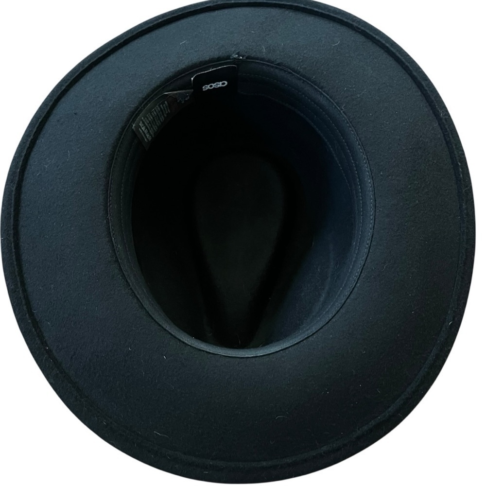 ASOS DESIGN 100% Wool Classic Black Fedora Hat with Braid Trim SZ M - Picture 9 of 13